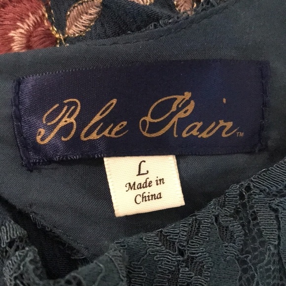 Blue Rain Embellished Lace Embroidered Top Size L - Picture 3 of 5